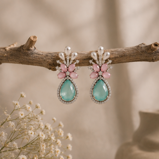 Rhodium Plated Cubic Zirconia Earrings