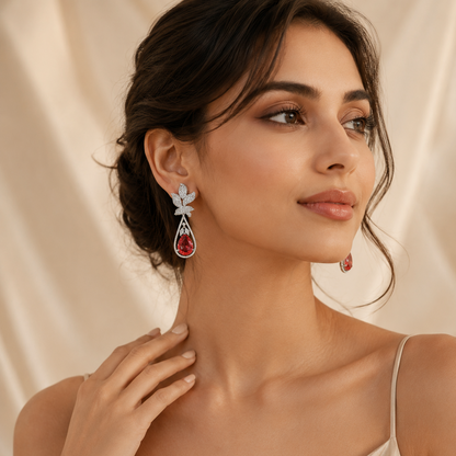 Rhodium Plated Cubic Zirconia Earrings