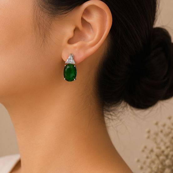 Rhodium Plated Cubic Zirconia Earrings