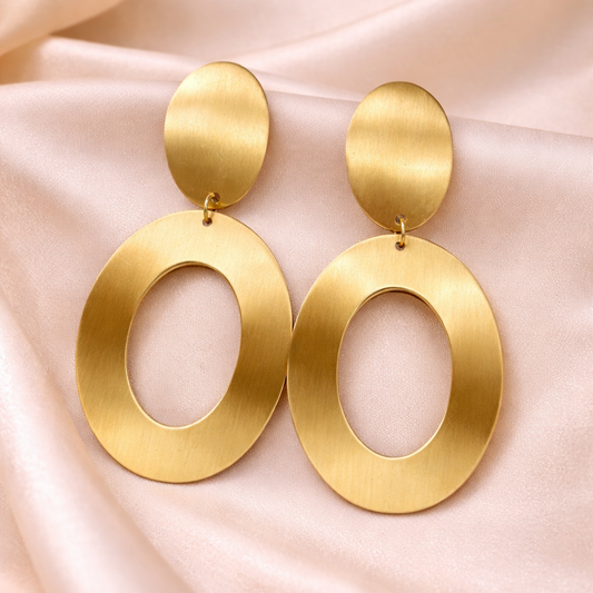 Gold Plated Double Oval Earrings