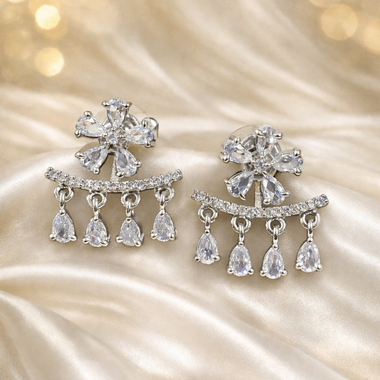 Rhodium Plated Cubic Zirconia Earring