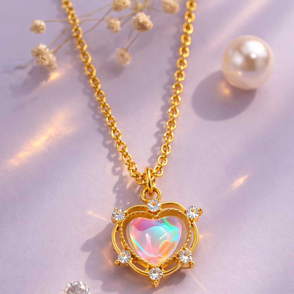 Luna Glow Stone Heart Shape Pendant Necklace