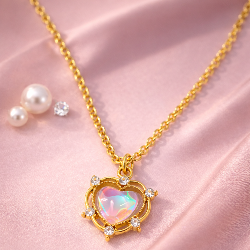 Luna Glow Stone Heart Shape Pendant Necklace