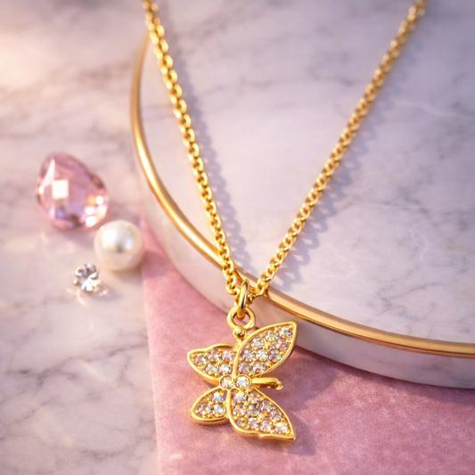 Butterfly Style Cubic Zirconia Pendant Necklace