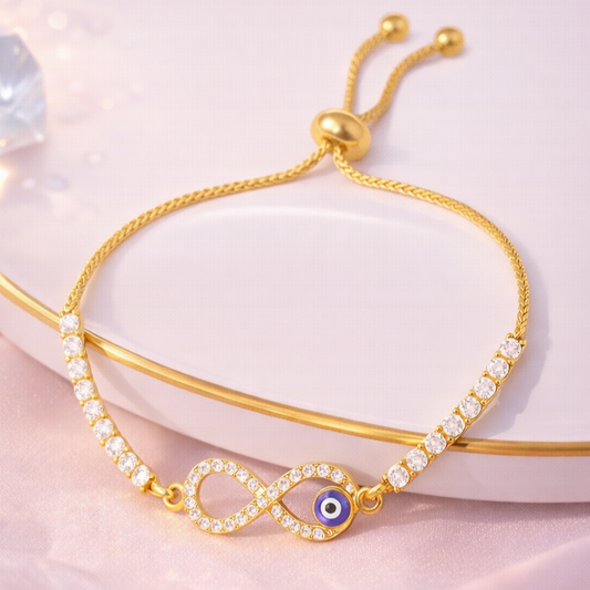 Evil Eye Infinity Bracelet with Cubic Zirconia