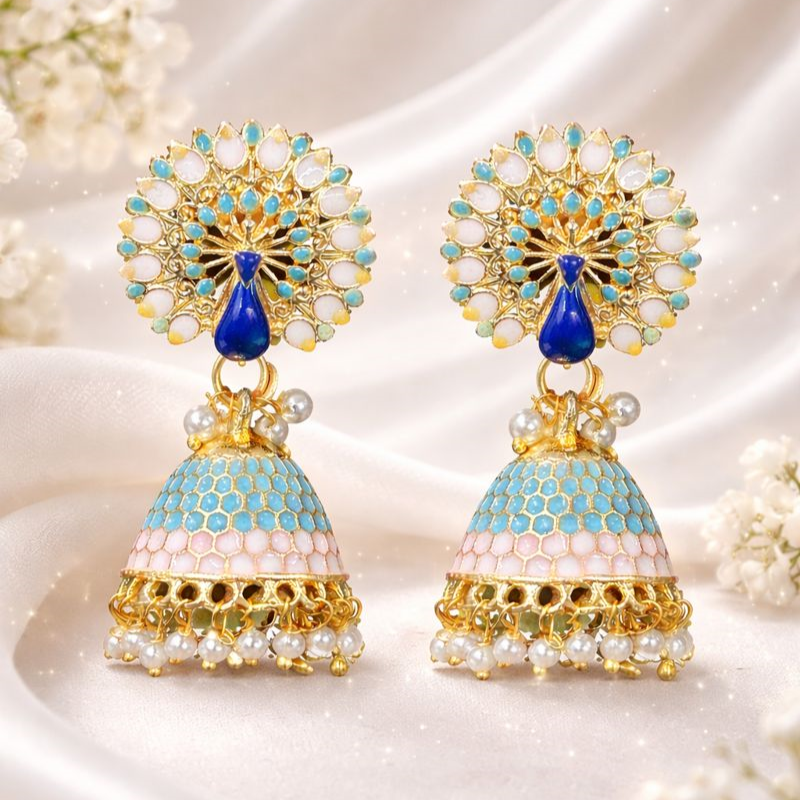 Gold Plated Peacock Earrings