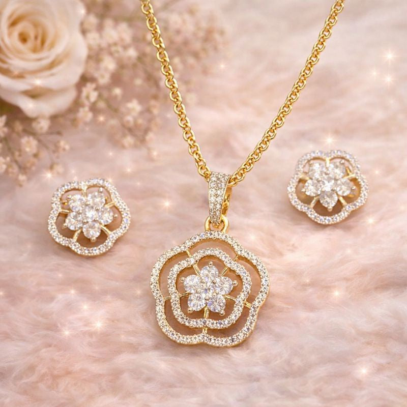 Gold-Plated Cubic Zirconia Pendant Set