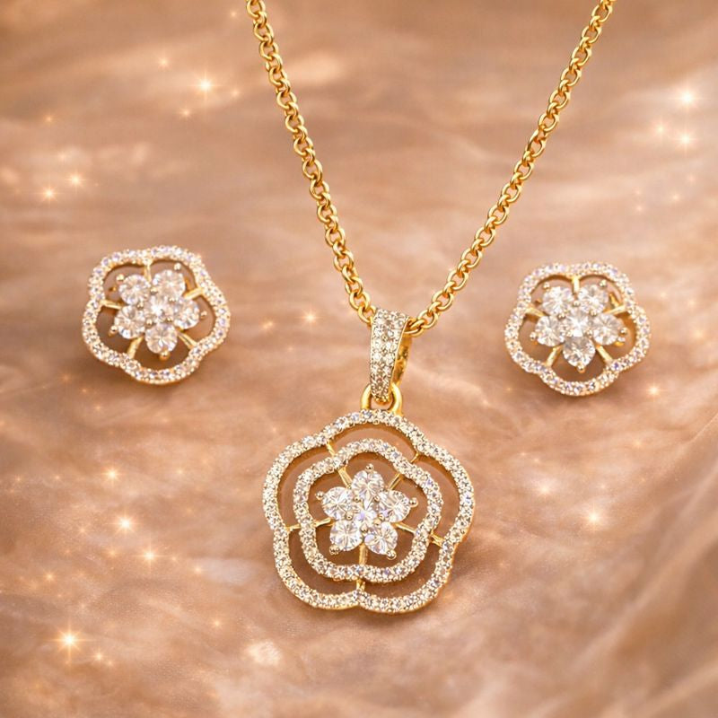 Gold-Plated Cubic Zirconia Pendant Set