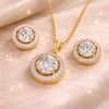 Gold-Plated Eternal Glow Solitaire Halo Pendant & Earrings Set