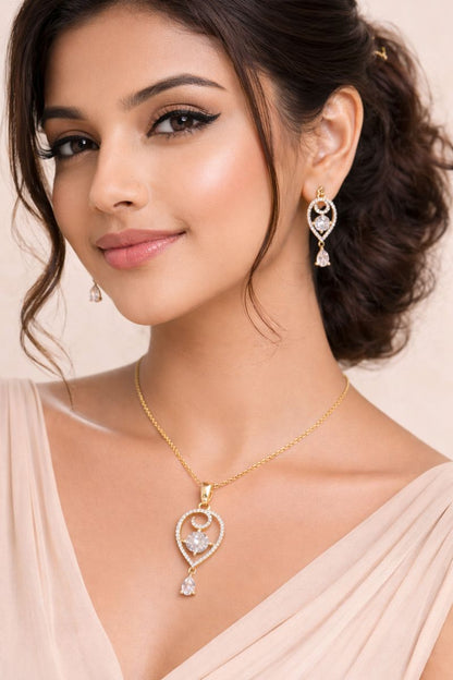 Gold-Plated Solitaire Pendant Set