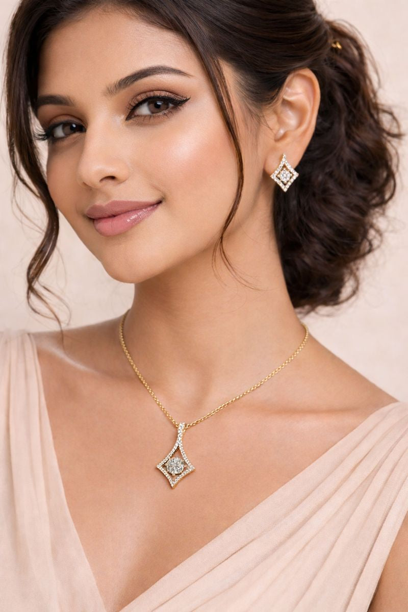 Gold Plated Cubic Zirconia Pendant Set