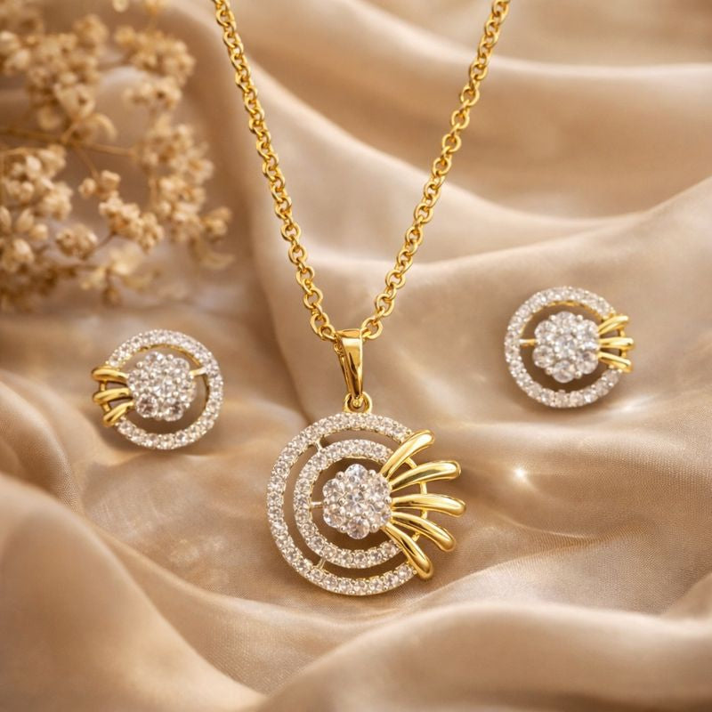 Gold Plated Cubic Zirconia Pendant Set