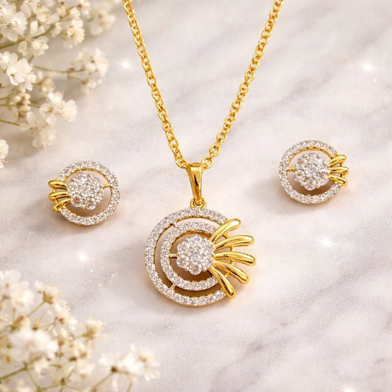Gold Plated Cubic Zirconia Pendant Set