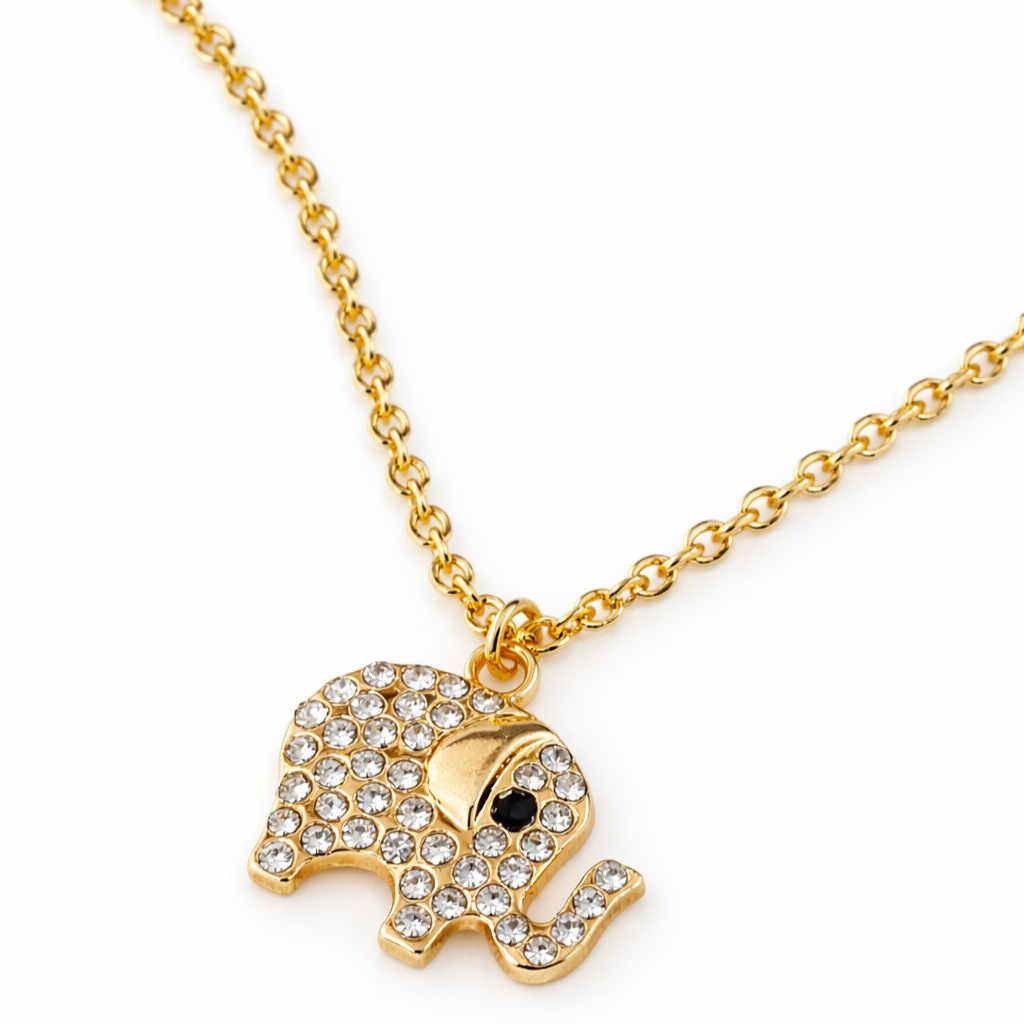 Elephant Charm Evil Eye Pendant Necklace