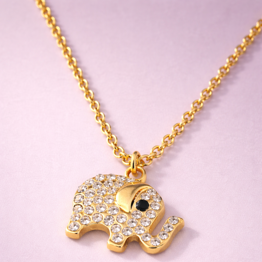 Elephant Charm Evil Eye Pendant Necklace