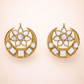 Bdiva 18K Gold Plated Cresent Moon Kundan Earrings