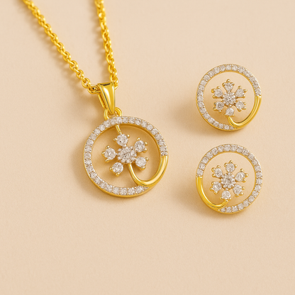 Gold Plated Cubic Zirconia Pendant Set