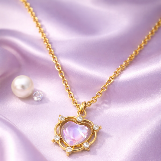 Luna Glow Stone Heart Shape Pendant Necklace