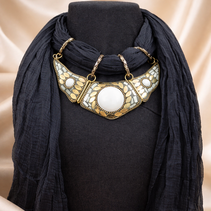 Georgette Scarf With Indian Jewelry