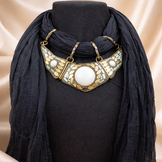 Georgette Scarf With Indian Jewelry