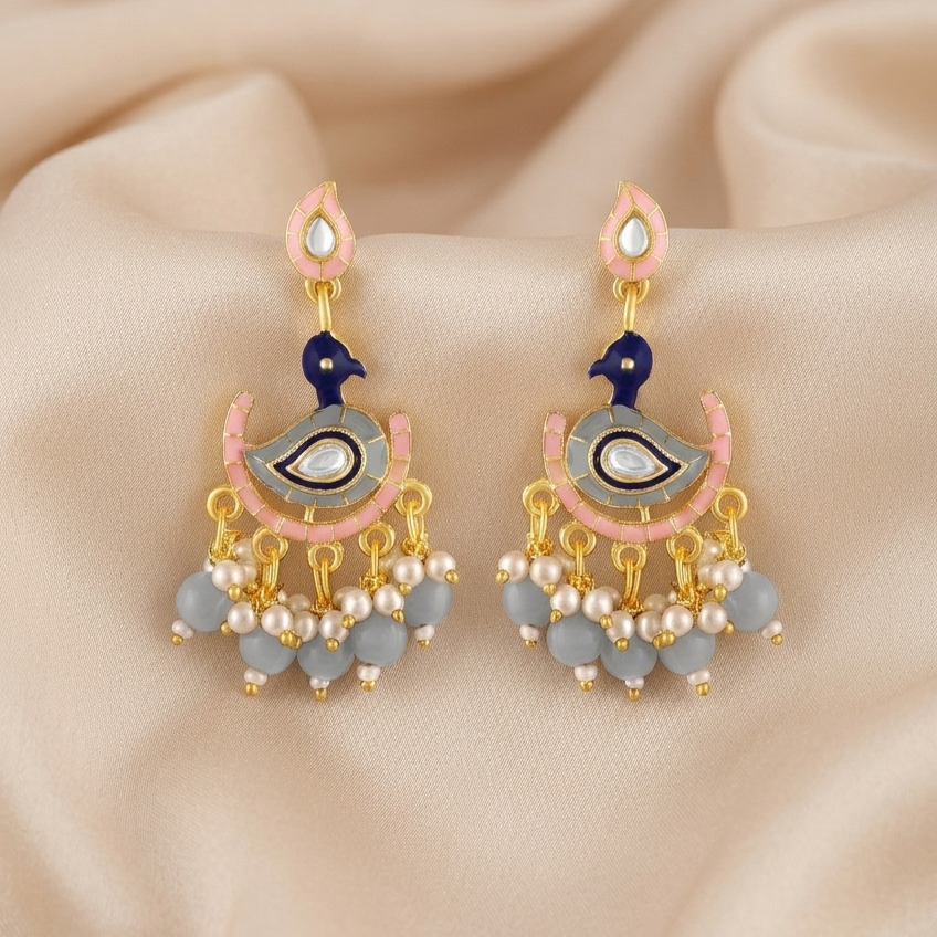 Gold Plated Peacock Earrings