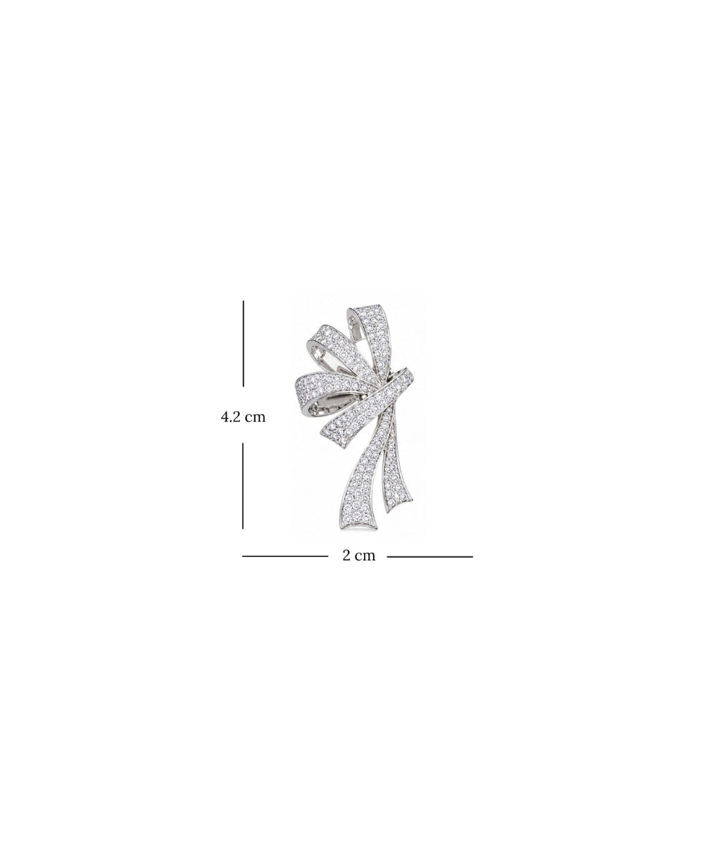 Rhodium Plated Cubic Zirconia Bow Style Drop Earrings