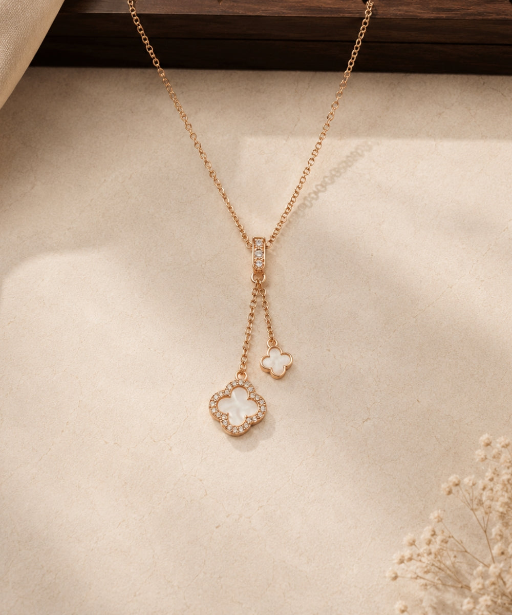 Rose Gold Plated Clover Pendant Chain