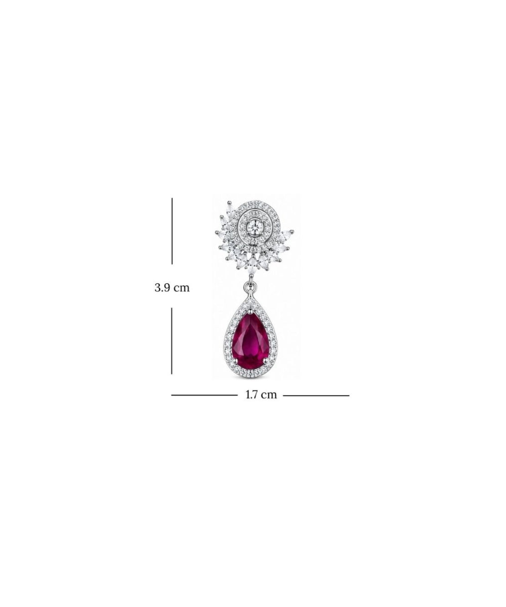 Rhodium Plated Pink Cubic Zirconia Drop Earrings