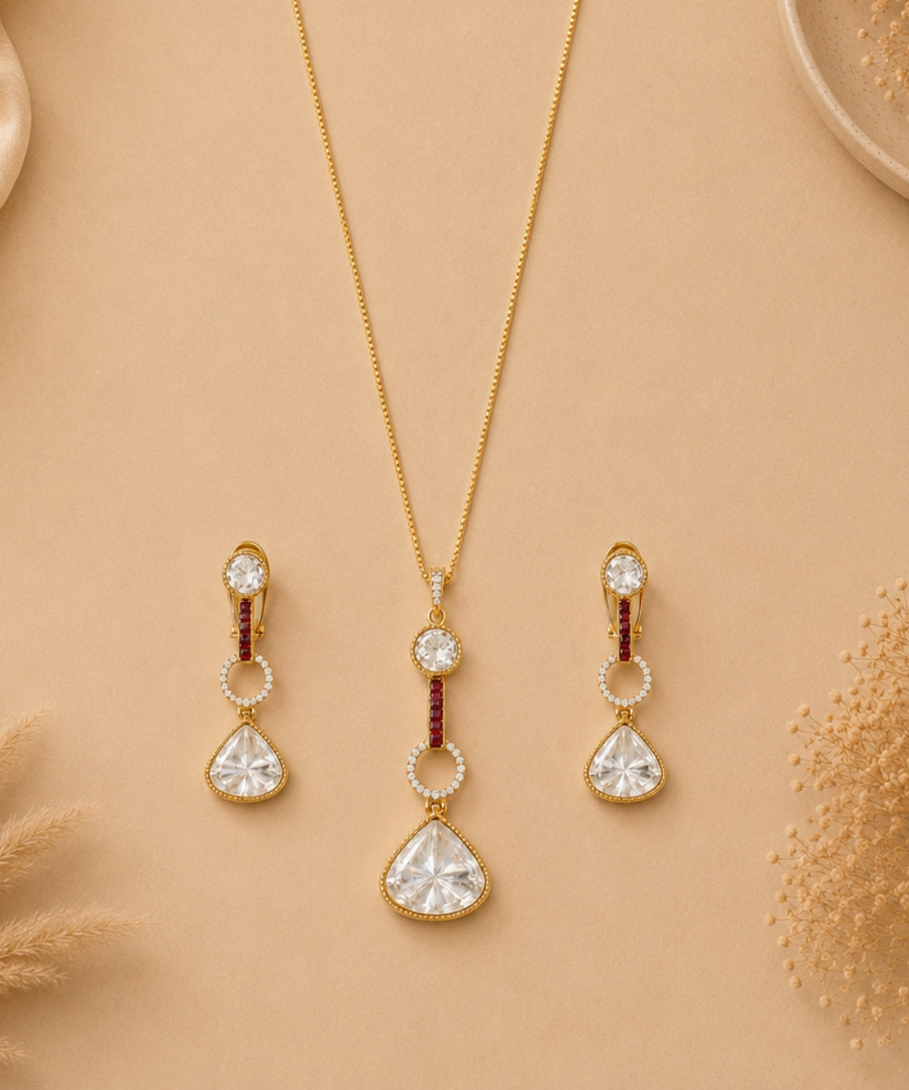 Gold Plated Cubic Zirconia Pendant Set