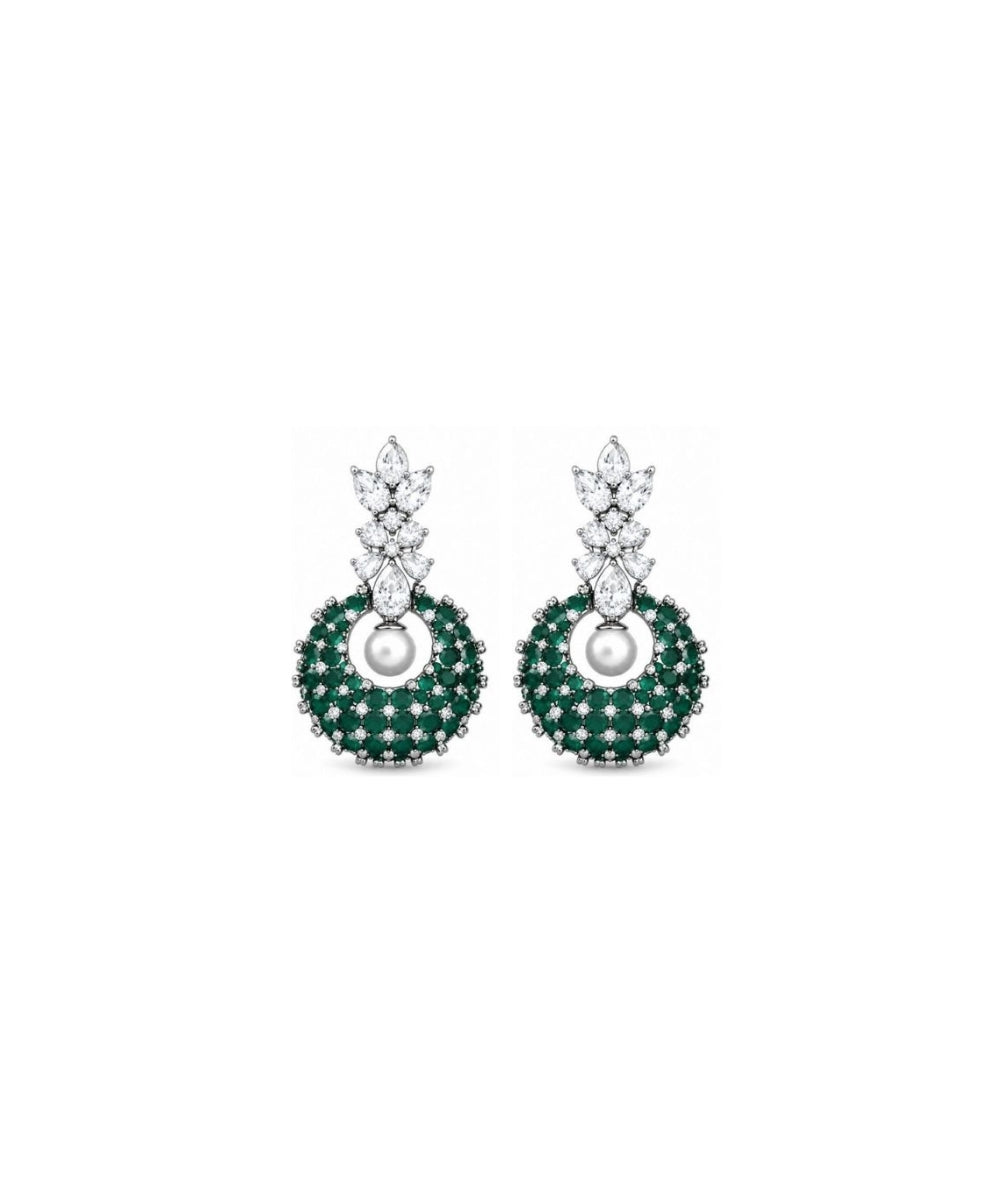 Rhodium Plated Cubic Zirconia Pearl Drop Earrings