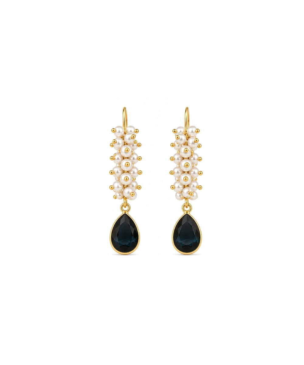 Gold Plated Black Cubic Zirconia Drop Earrings