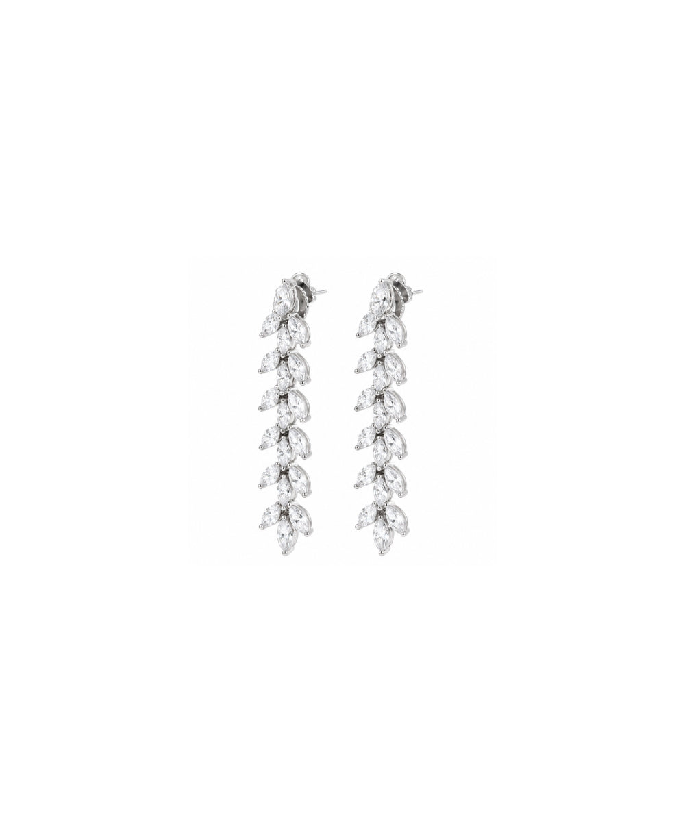 Rhodium Plated Cubic Zirconia Drop Earrings