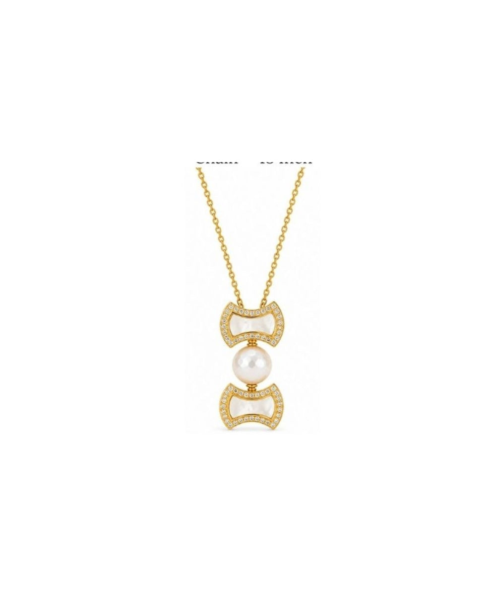 Gold Plated Pearl & Cubic Zirconia Chain Pendant