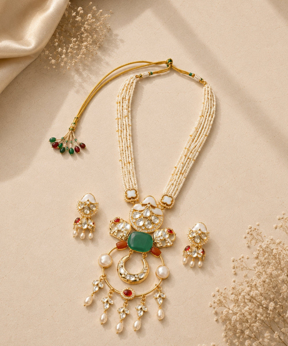 Gold Plated Kundan & Semi Cultured Pearl Choker Set