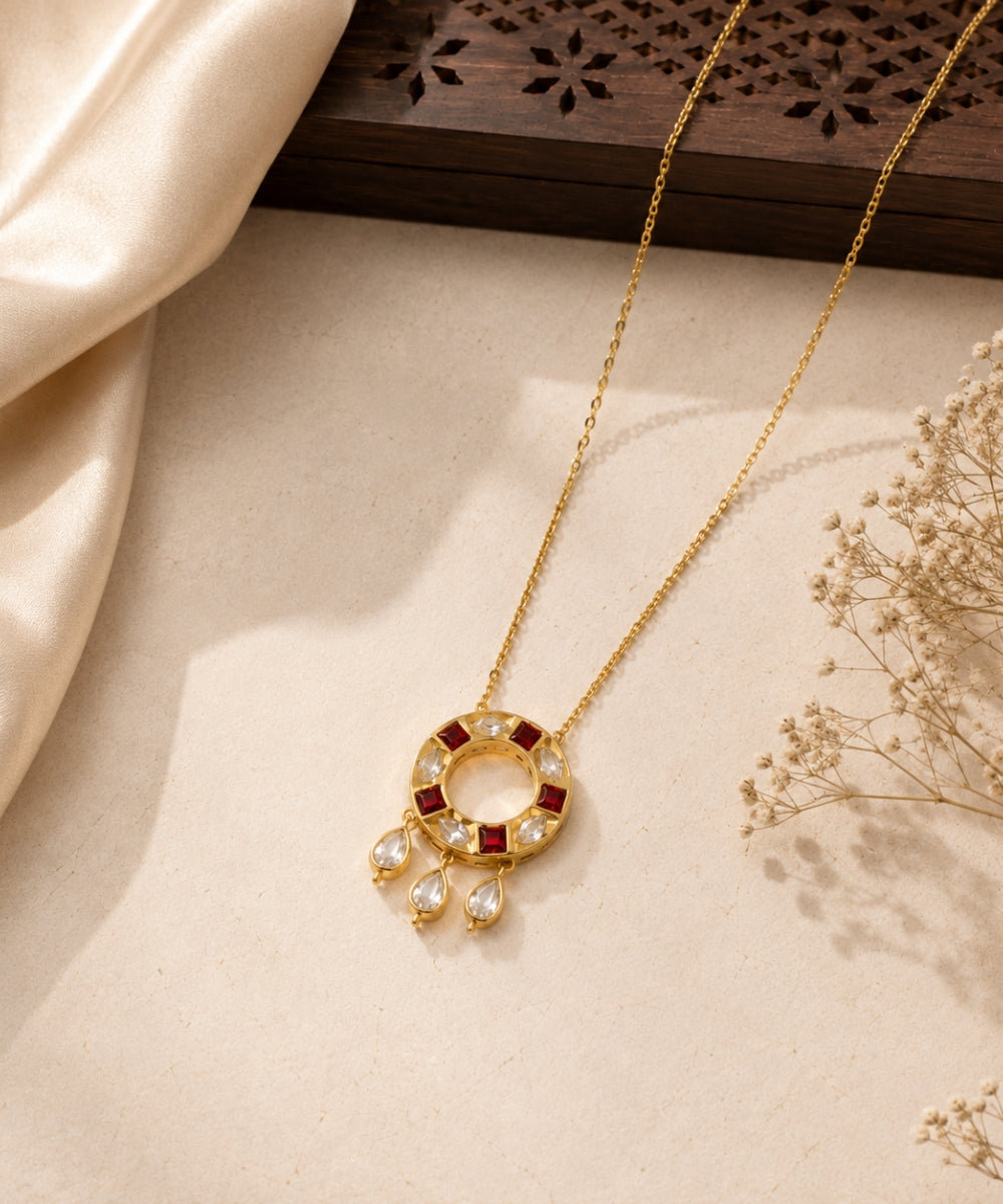 Gold Plated Cubic Zirconia Chain Pendant