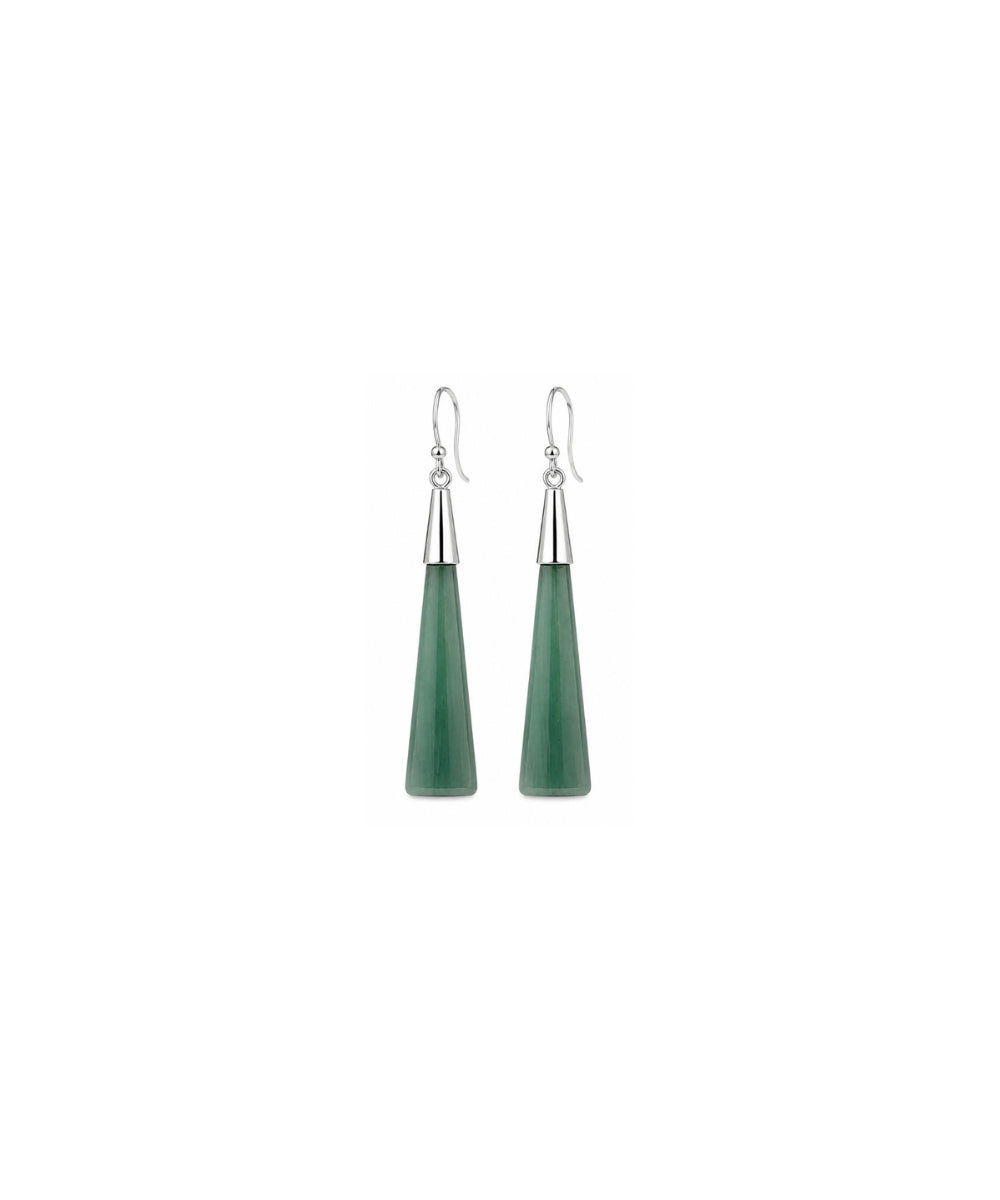 Rhodium Plated Turquoise Stone Dangle Earrings