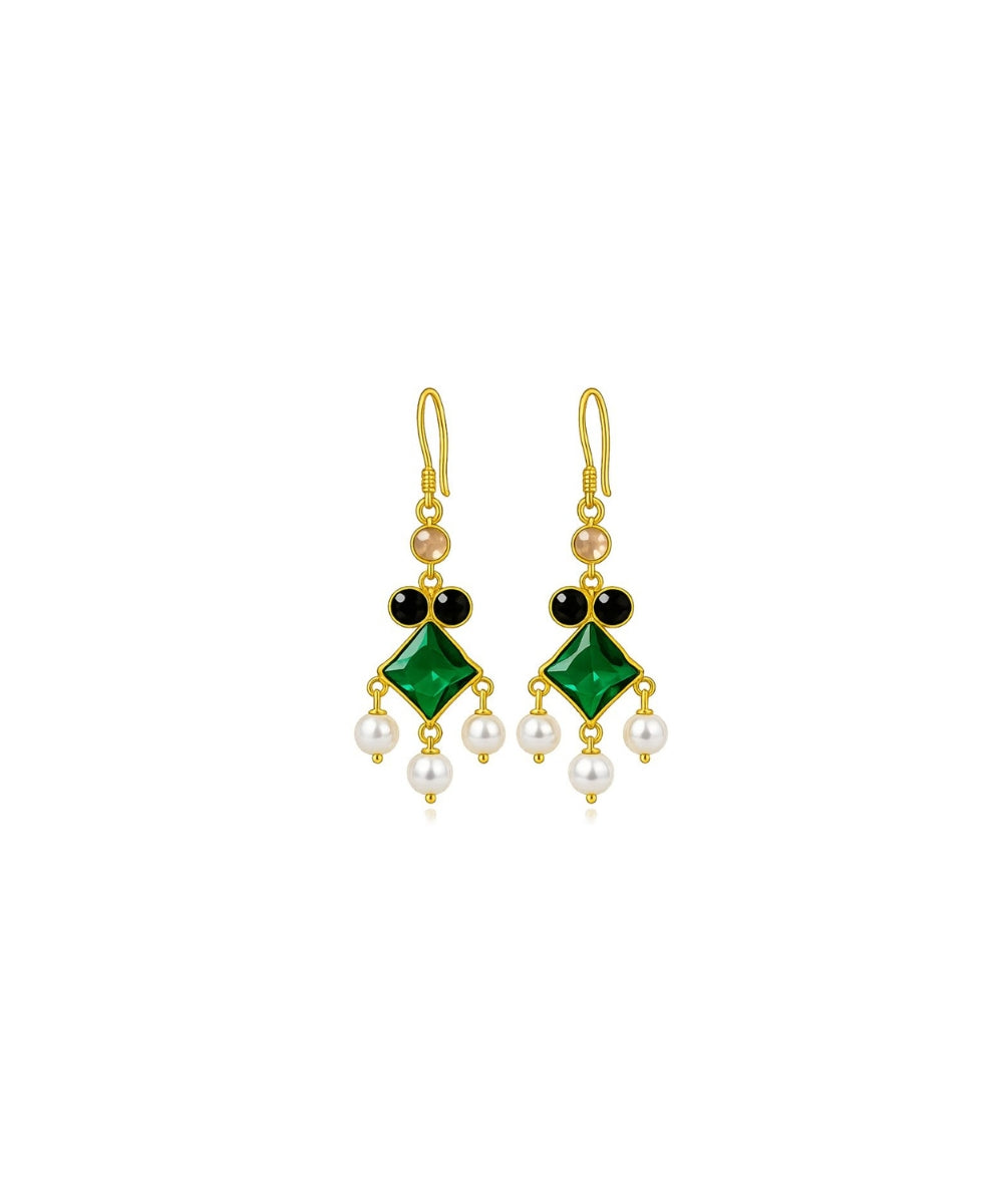 Gold Plated Cubic Zirconia Pearl Drop Earrings