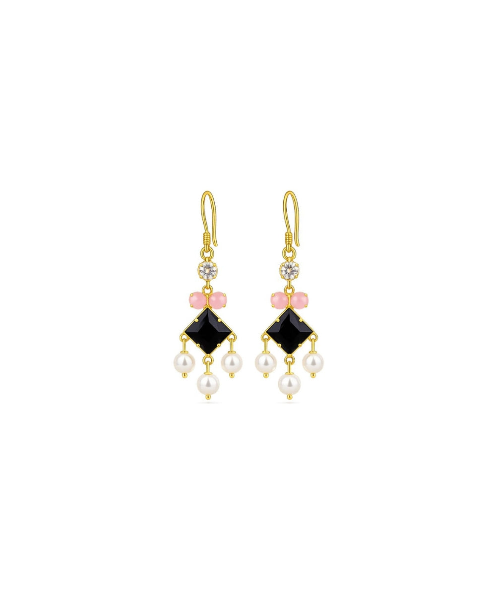 Gold Plated Cubic Zirconia Pearl Drop Earrings