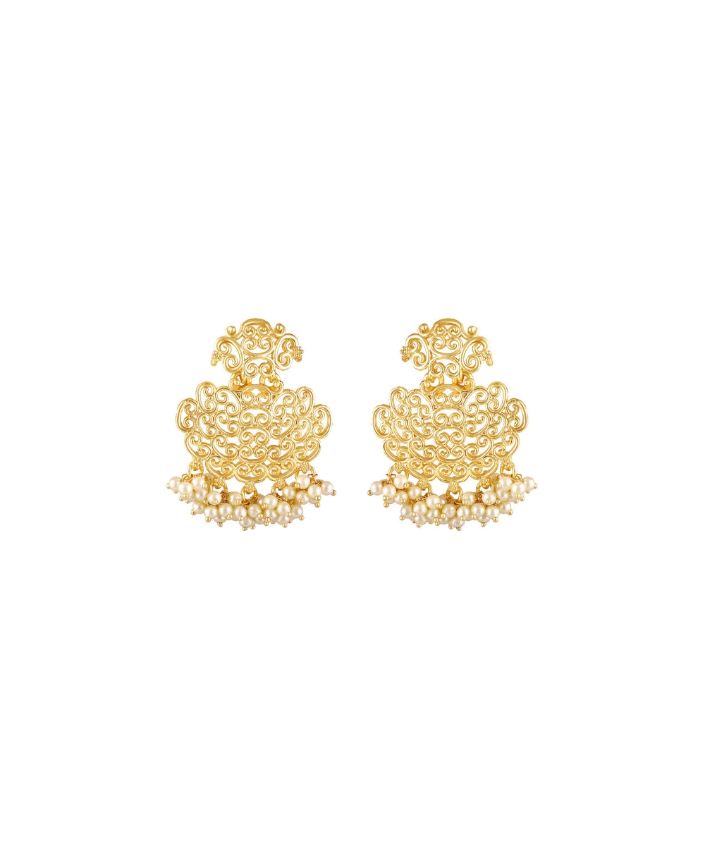 Gold Plated Filigree Drop Earrings