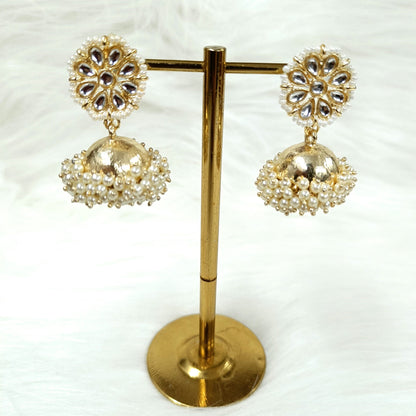 Gold Plated Kundan Jhumka Earrings