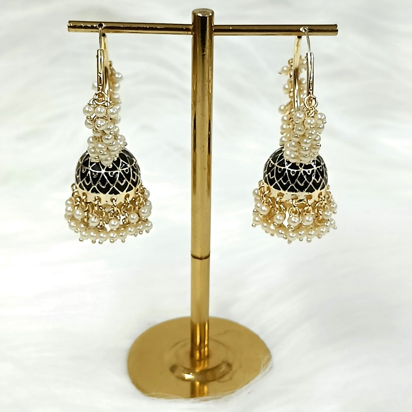 Bdiva 18K Gold Plated Hoops Kundan Meenakari Earring with Semi Cultured Pearls