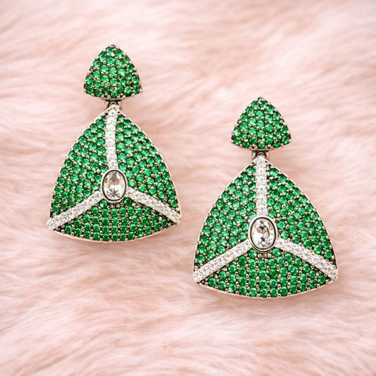 Bdiva Rhodium Plated Cubic Zirconia Pave Set Earring