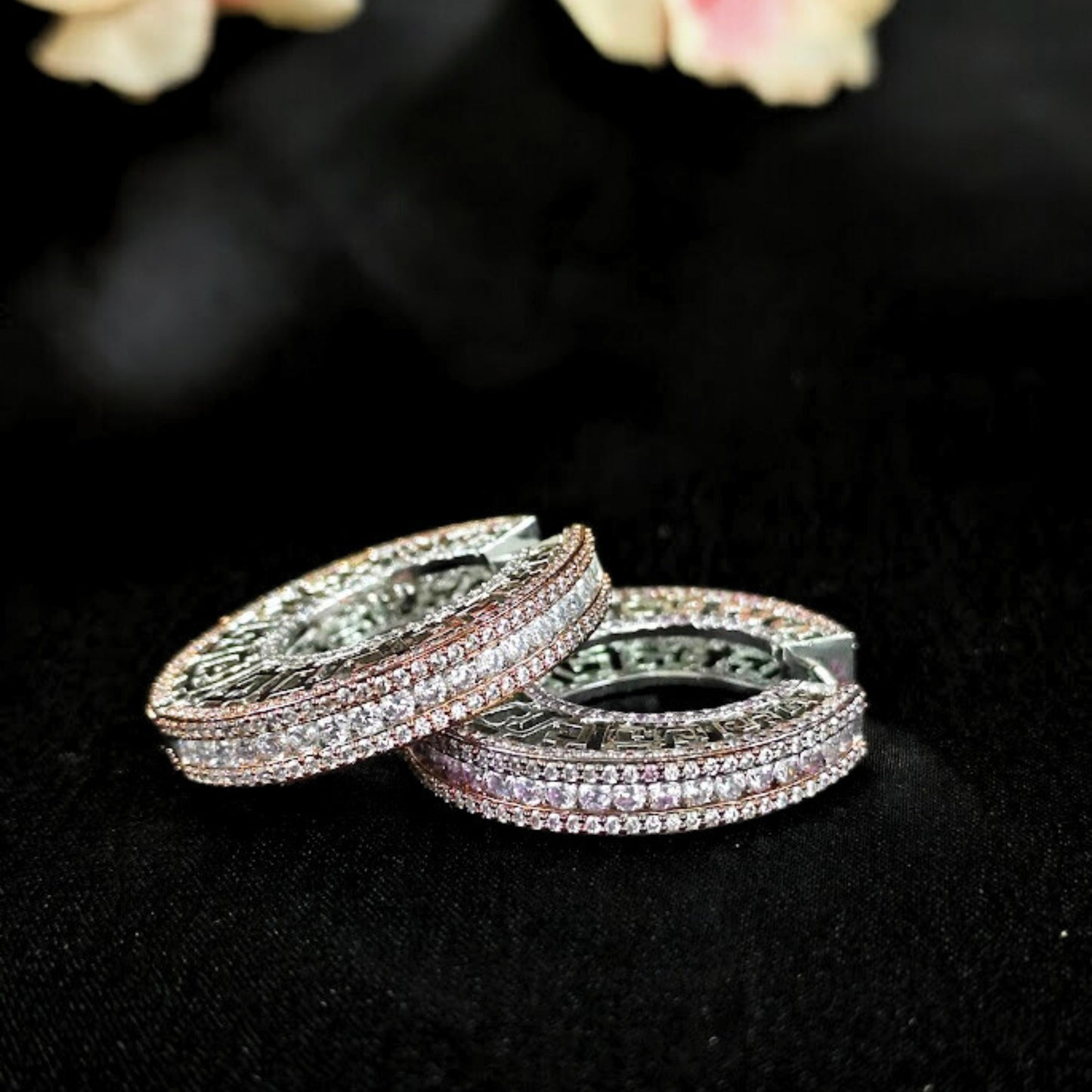 Bdiva Rhodium Plated Cubic Zirconia Statement Hoop Earrings