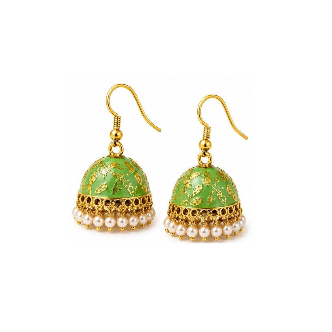 Gold Plated Pearl Jhumki Earrings