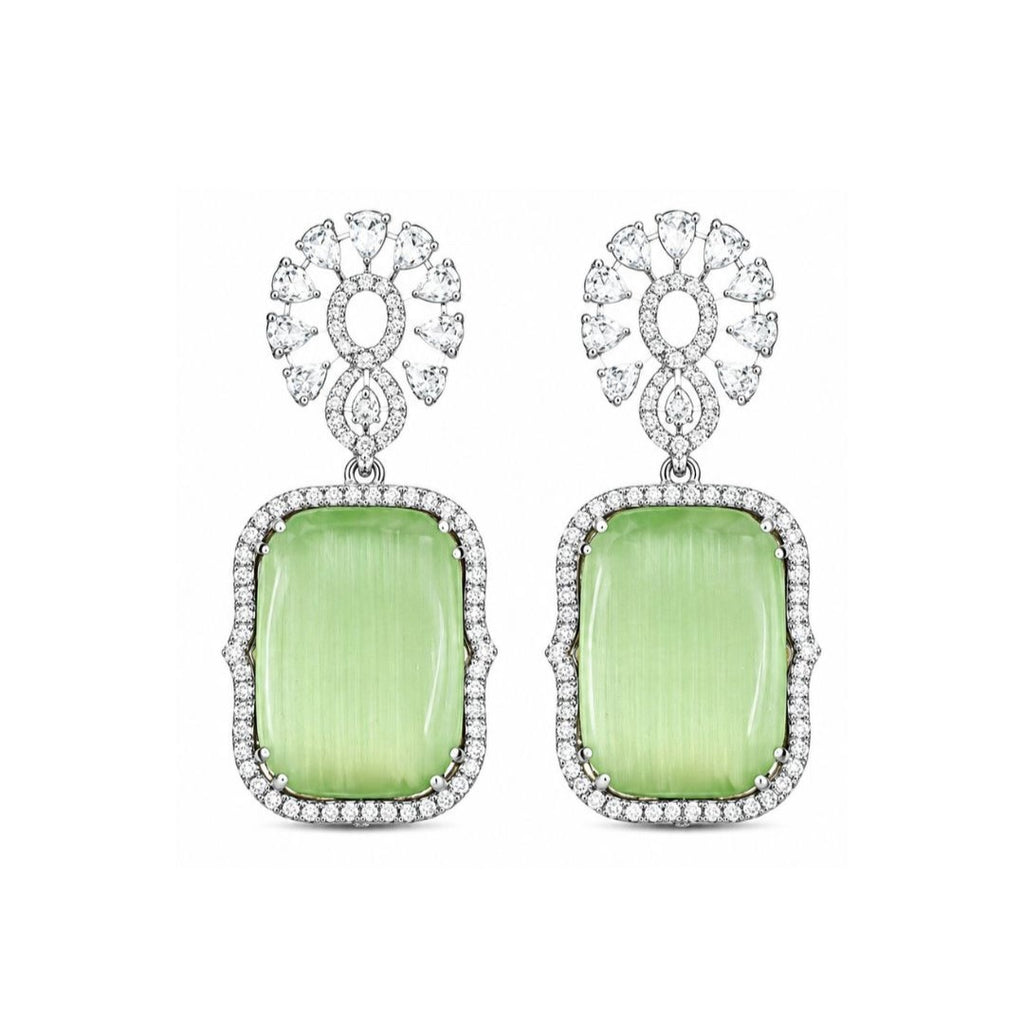 Rhodium Plated Cubic Zirconia Drop Earrings