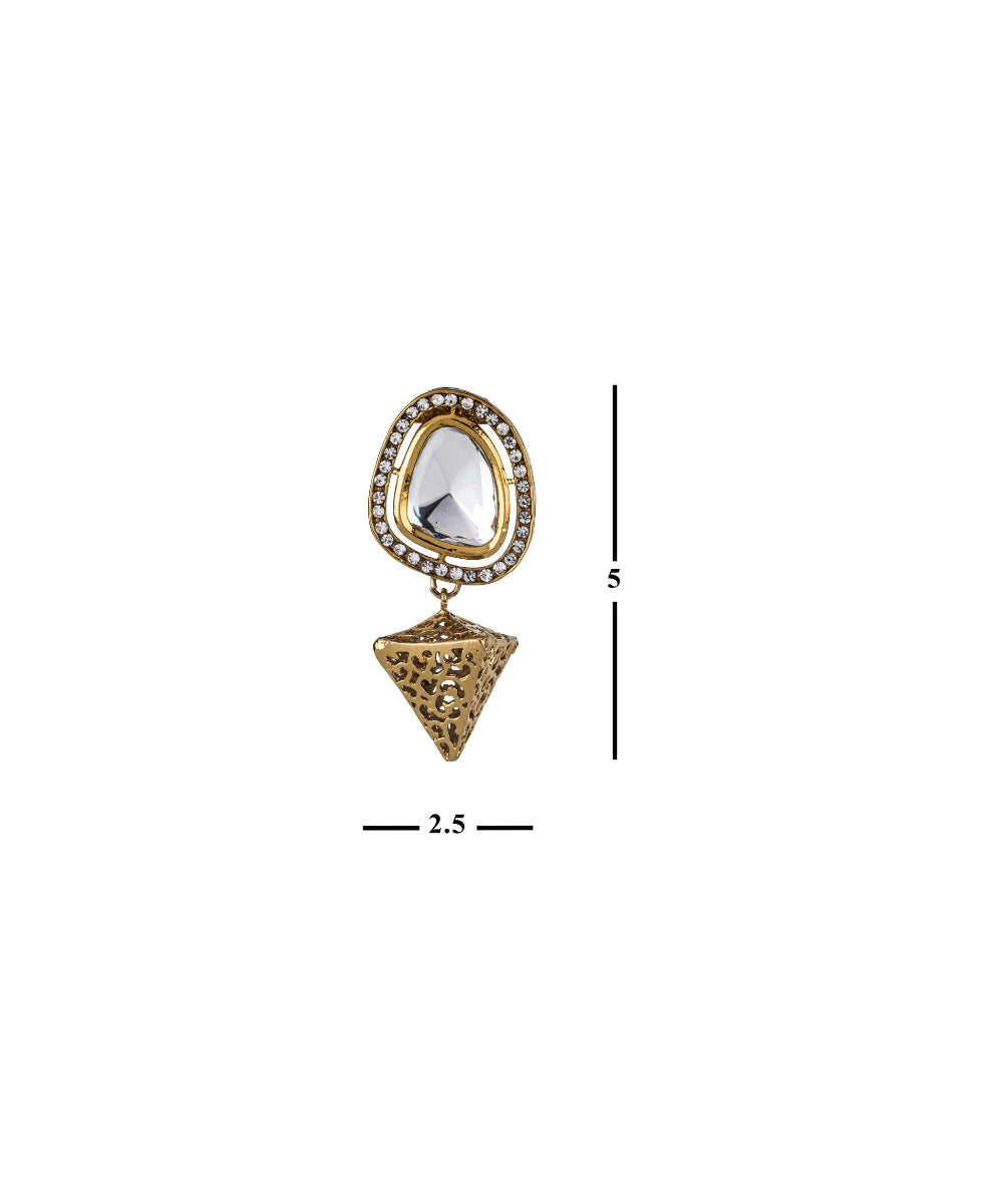 Gold Plated Kundan Drop Earrings