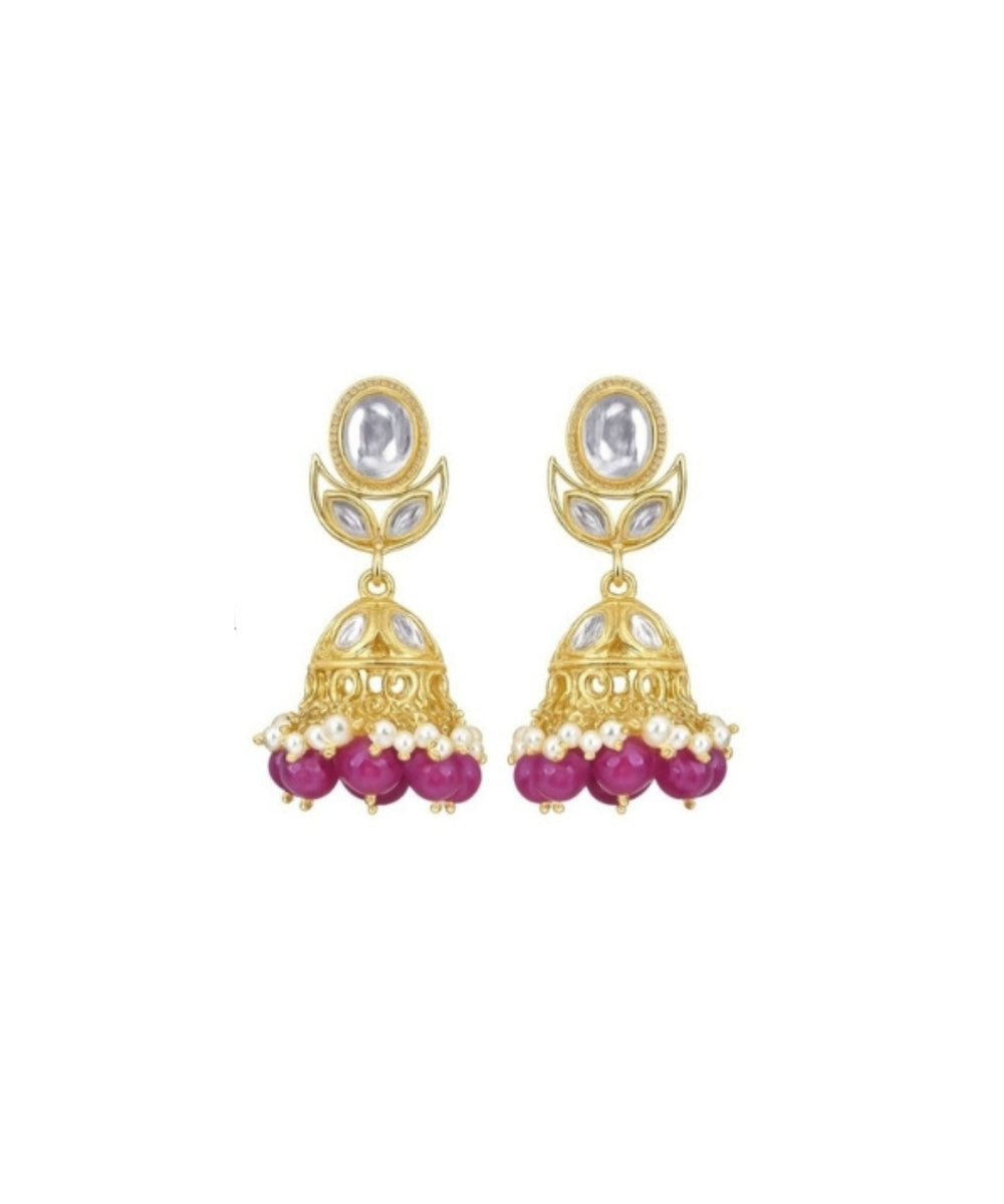 Gold Plated Kundan Jhumki Earrings