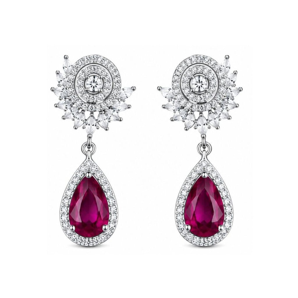 Rhodium Plated Cubic Zirconia Drop Earrings
