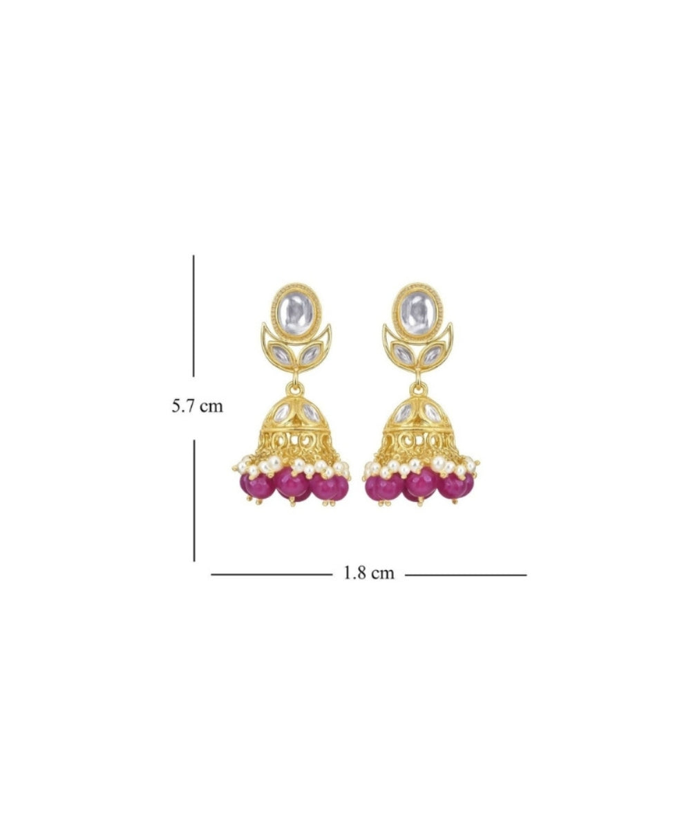 Gold Plated Kundan Jhumki Earrings