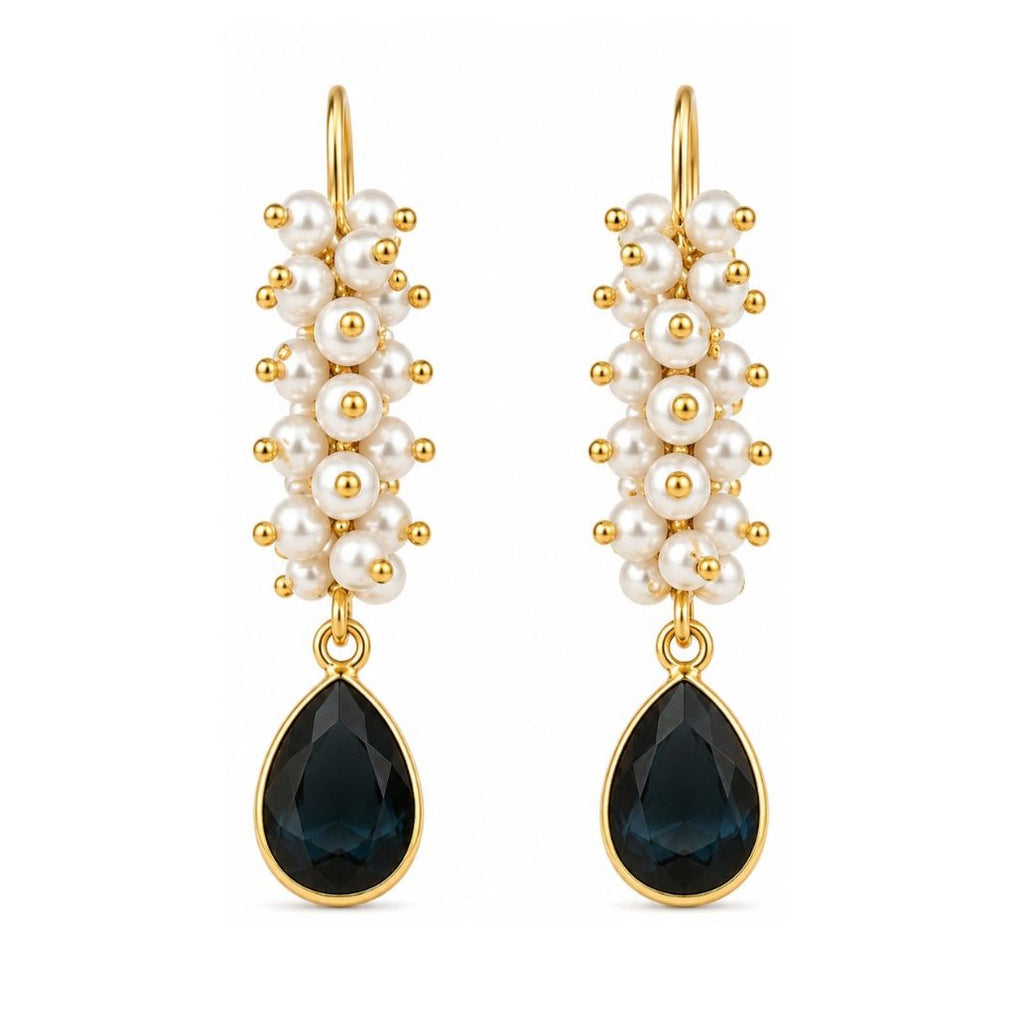 Gold Plated Black Cubic Zirconia Drop Earrings